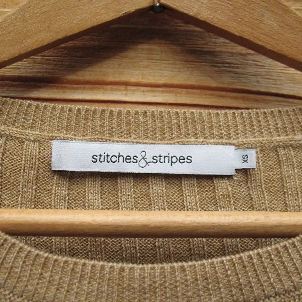 Tan Knit Wool Blend Ribbed Pullover - Picture 8 of 9
